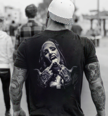 Nun and crucifix Men's printed T-shirt