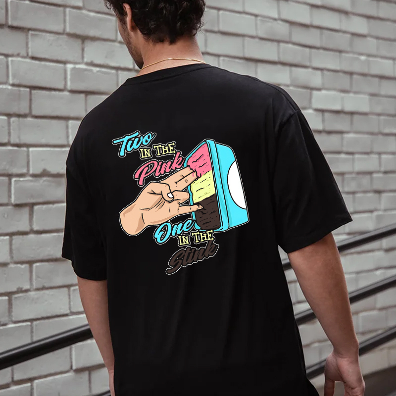 TWO IN THE PINK ONE IN THE STINK Fingers Ice-cream Black Print T-shirt
