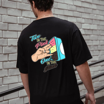 TWO IN THE PINK ONE IN THE STINK Fingers Ice-cream Black Print T-shirt