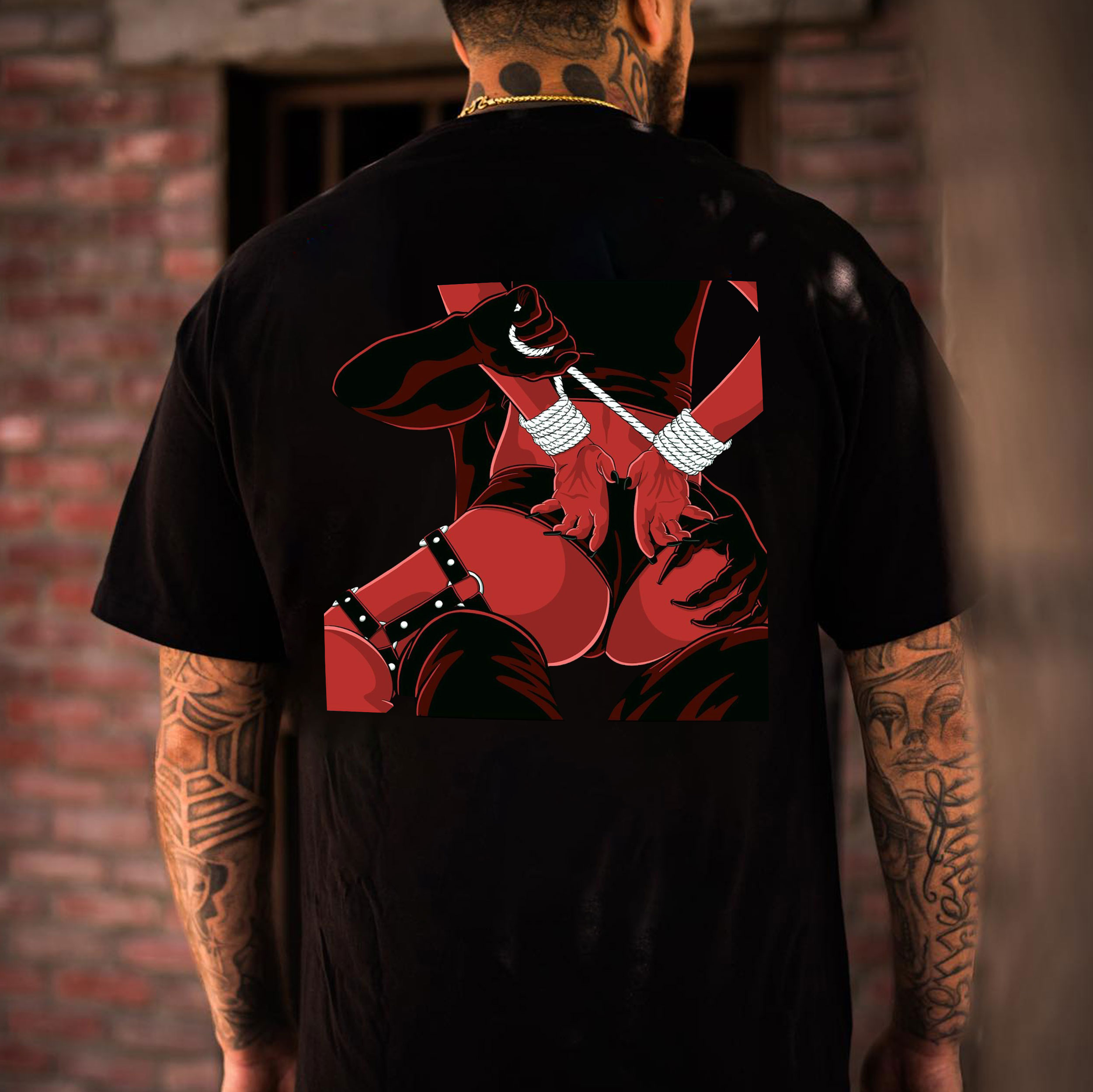 The Kidnapped Lady with Sexy Figure Black Print T-shirt