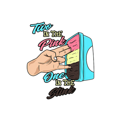 TWO IN THE PINK ONE IN THE STINK Fingers Ice-cream Black Print T-shirt