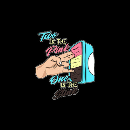 TWO IN THE PINK ONE IN THE STINK Fingers Ice-cream Black Print T-shirt