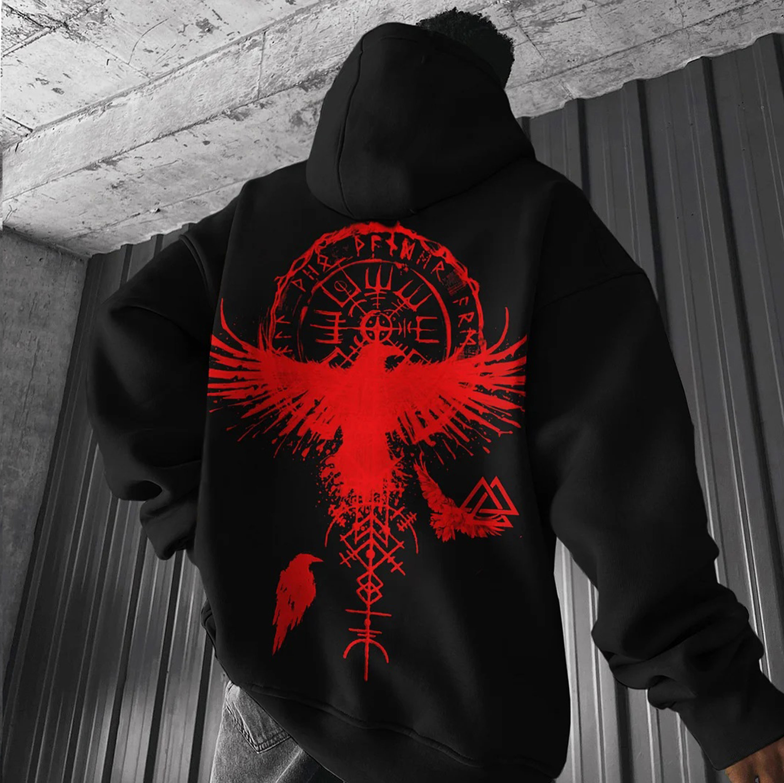 Flying Pigeon with Clock Peace and Love Print Hoodie