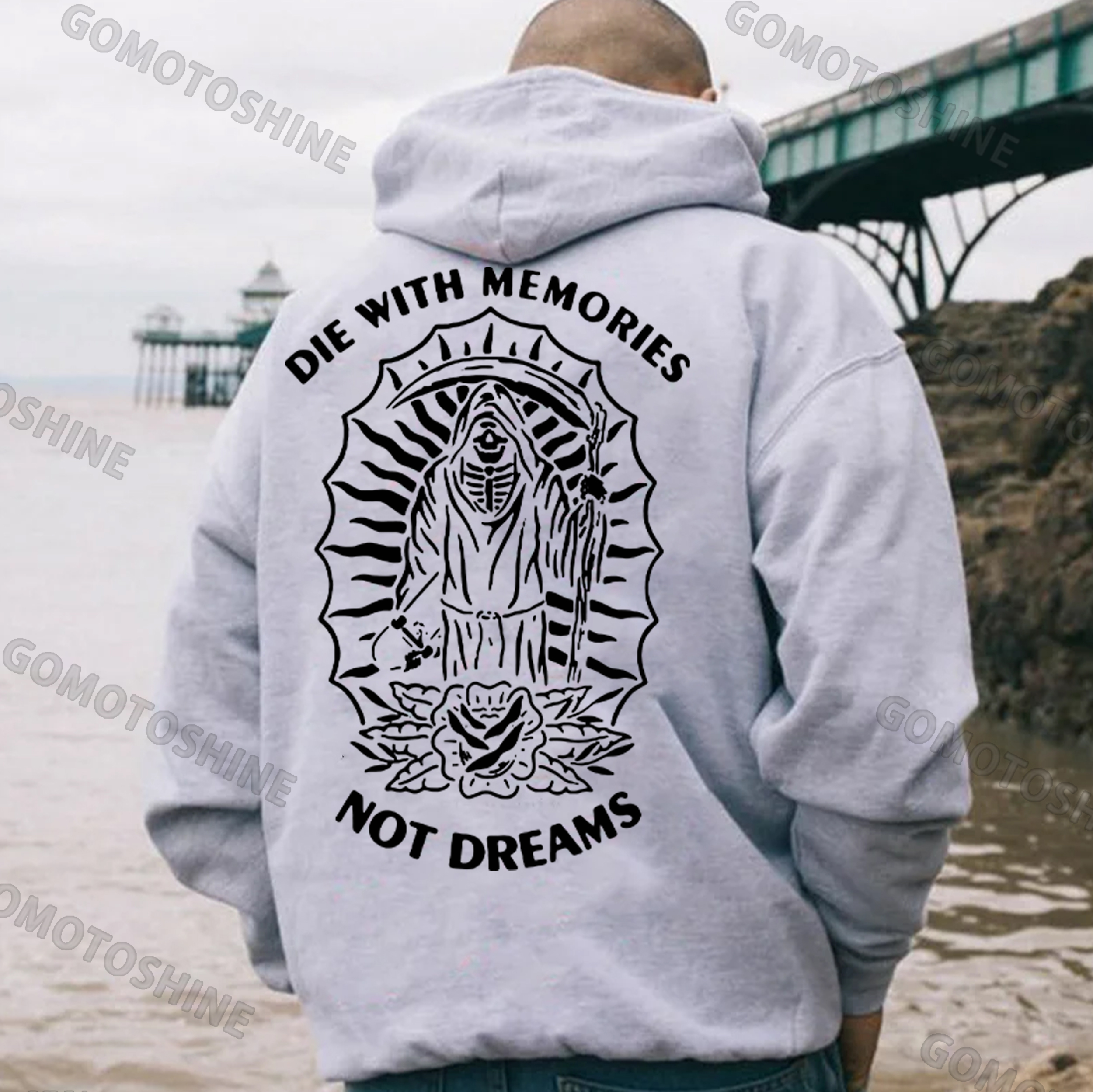 DIE WITH MEMORIES NOT DREAMS Skull Black Print Hoodie