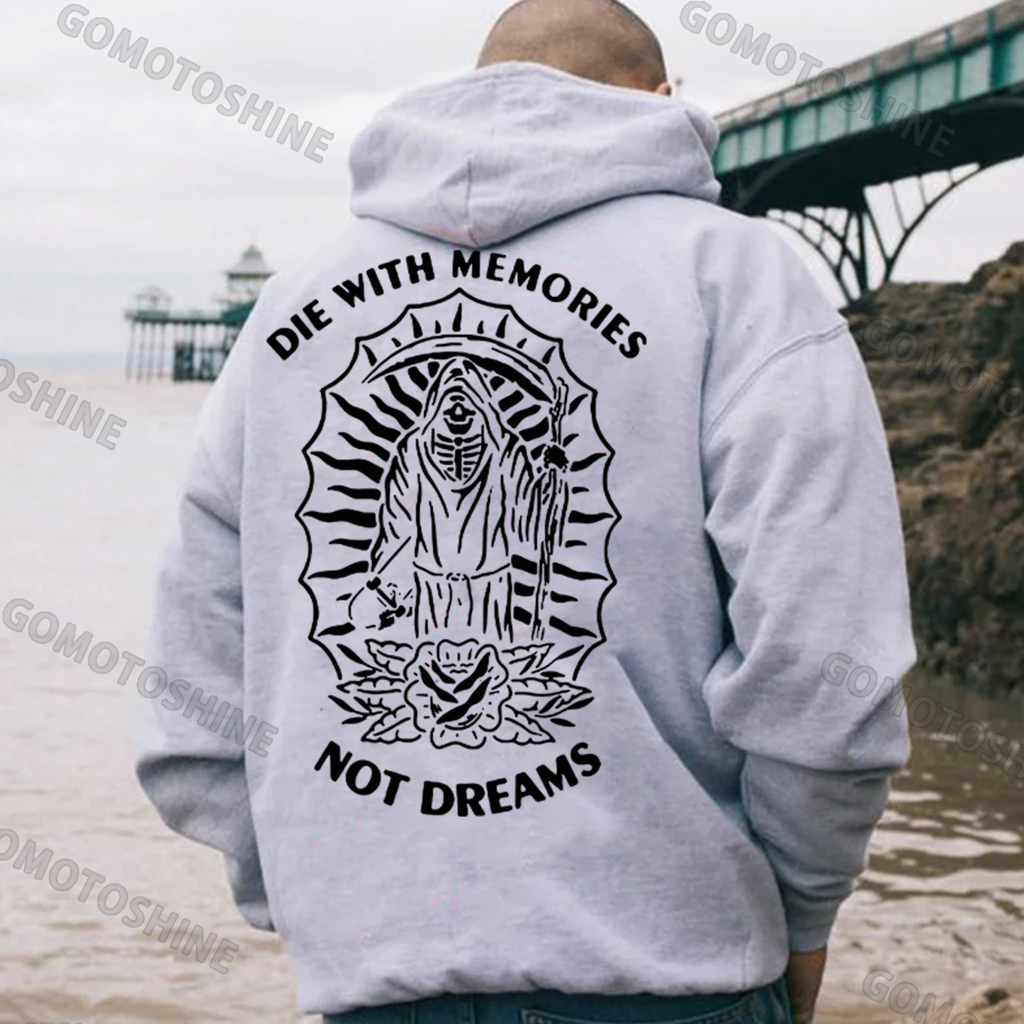 DIE WITH MEMORIES NOT DREAMS Skull Black Print Hoodie