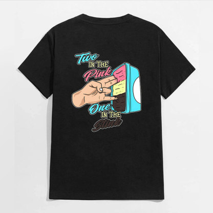 TWO IN THE PINK ONE IN THE STINK Fingers Ice-cream Black Print T-shirt