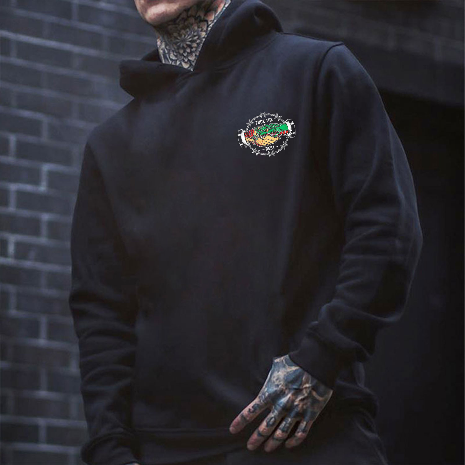 SUPPORT THOSE THAT SUPPORT YOU Hand Snake Black Print Hoodie