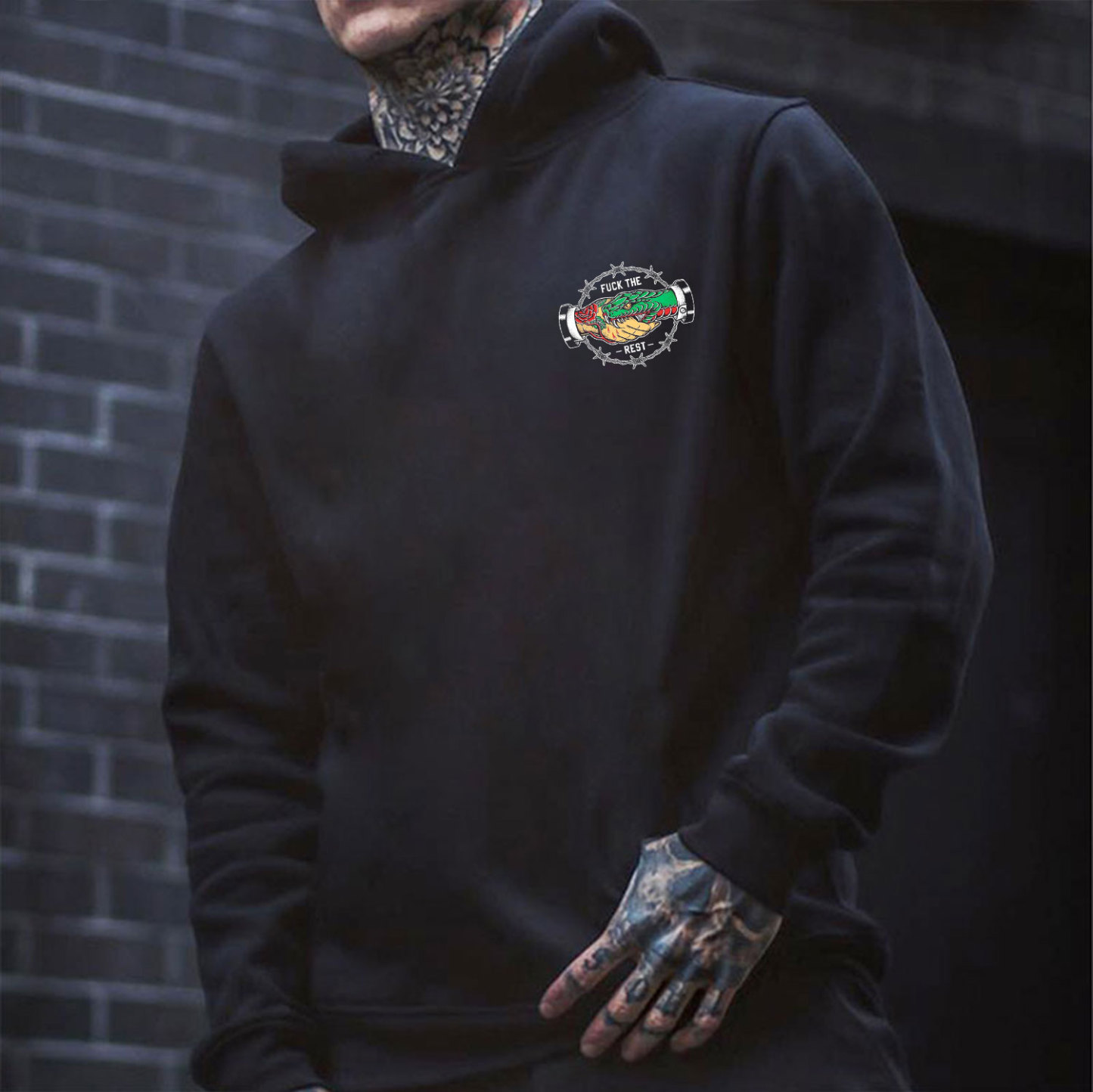 SUPPORT THOSE THAT SUPPORT YOU Hand Snake Black Print Hoodie