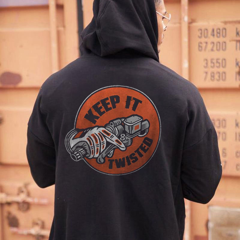 KEEP IT TWISTED Motor Head Graphic Black Print Hoodie