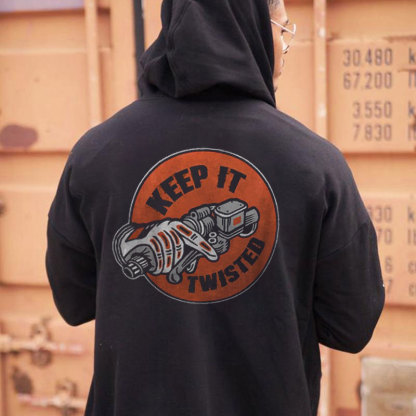 KEEP IT TWISTED Motor Head Graphic Black Print Hoodie