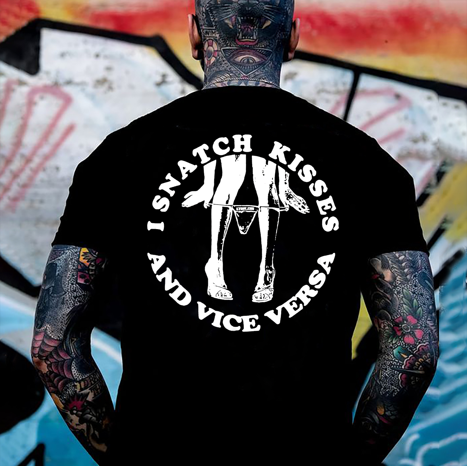 I SNATCH KISSES Sexy Lady Graphic Black Print T-shirt