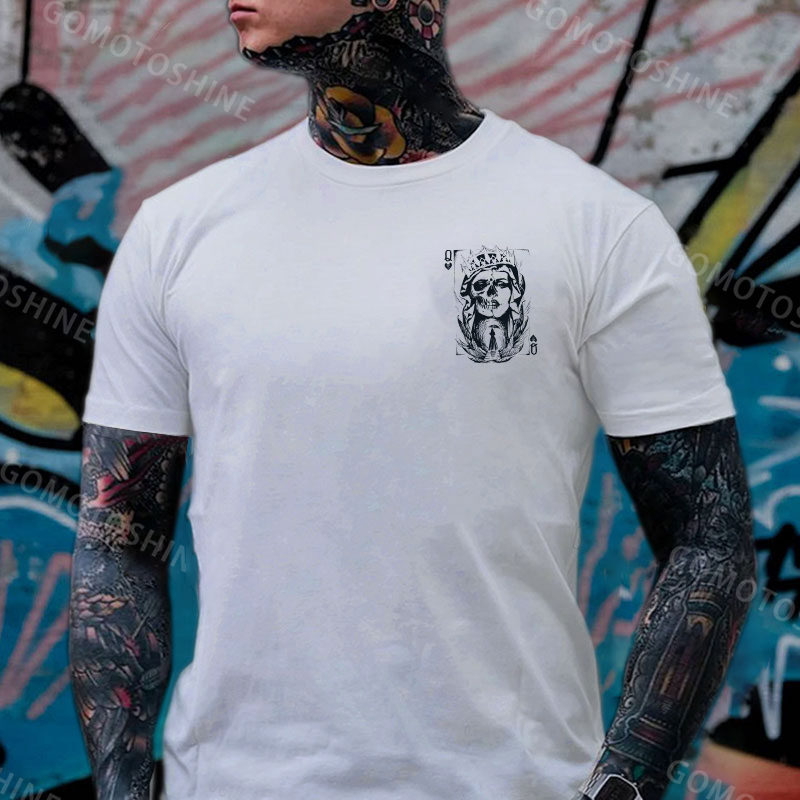 Poker Q Gloomy Queen Vintage Style White Print T-shirt