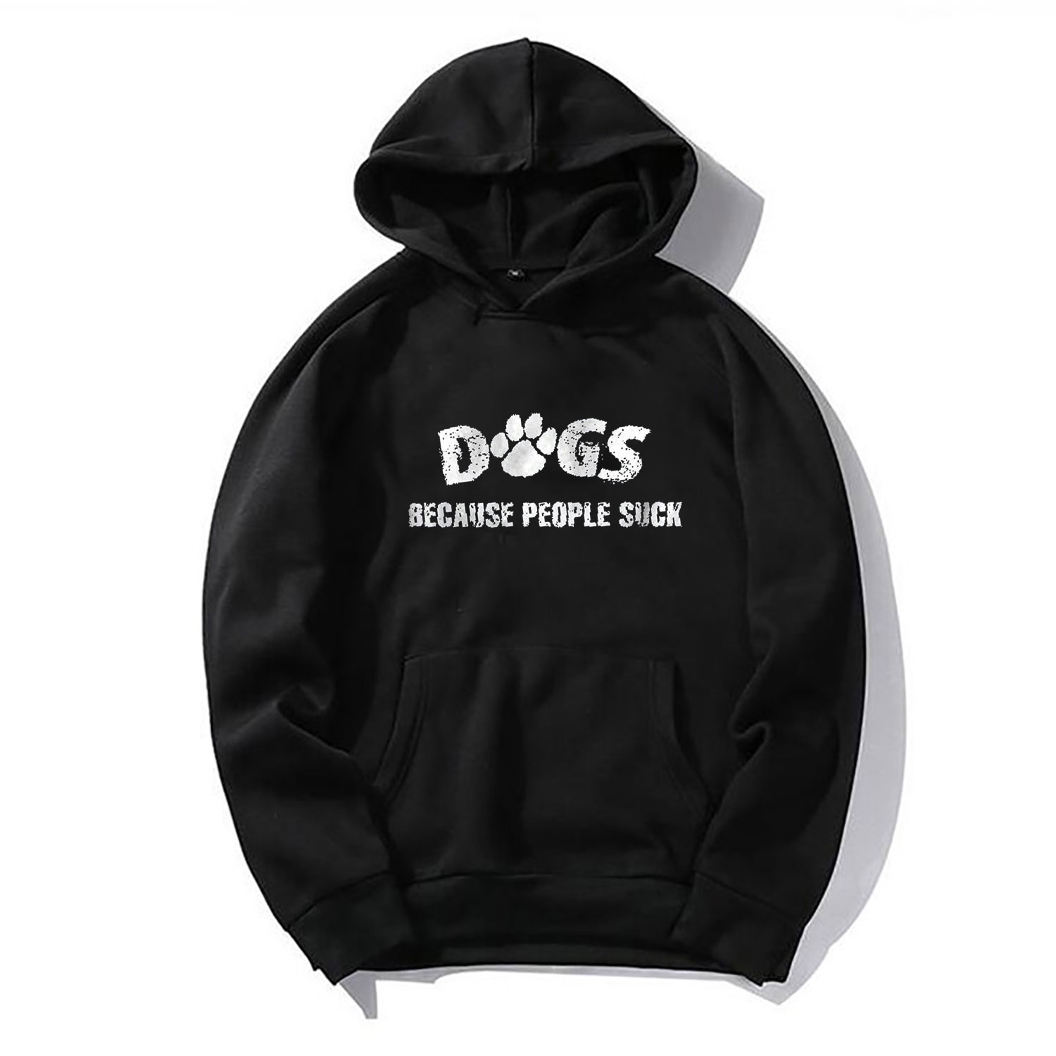 DRUGS BECAUSE PEOPLE SUCK Letter Casual Black Print Hoodie