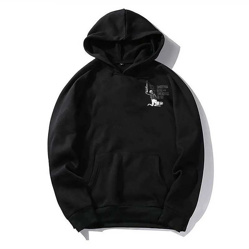 SHOOTING GUNS AND SPREADING BUNS Skull with Sexy Lady Black Print Hoodie