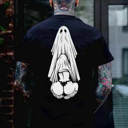 Oral Sex with Ghost Dirty Love Casual Black and White Print T-shirt