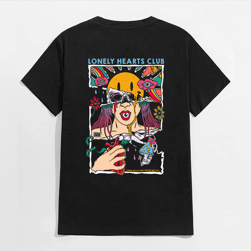 LONELY HEARTS CLUB Sexy Lady Black Print T-shirt