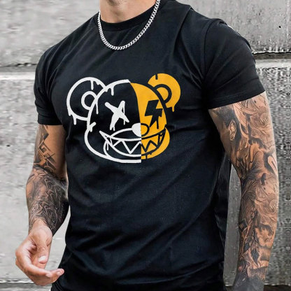Emoji Cartoon Graphic Black Print T-Shirt