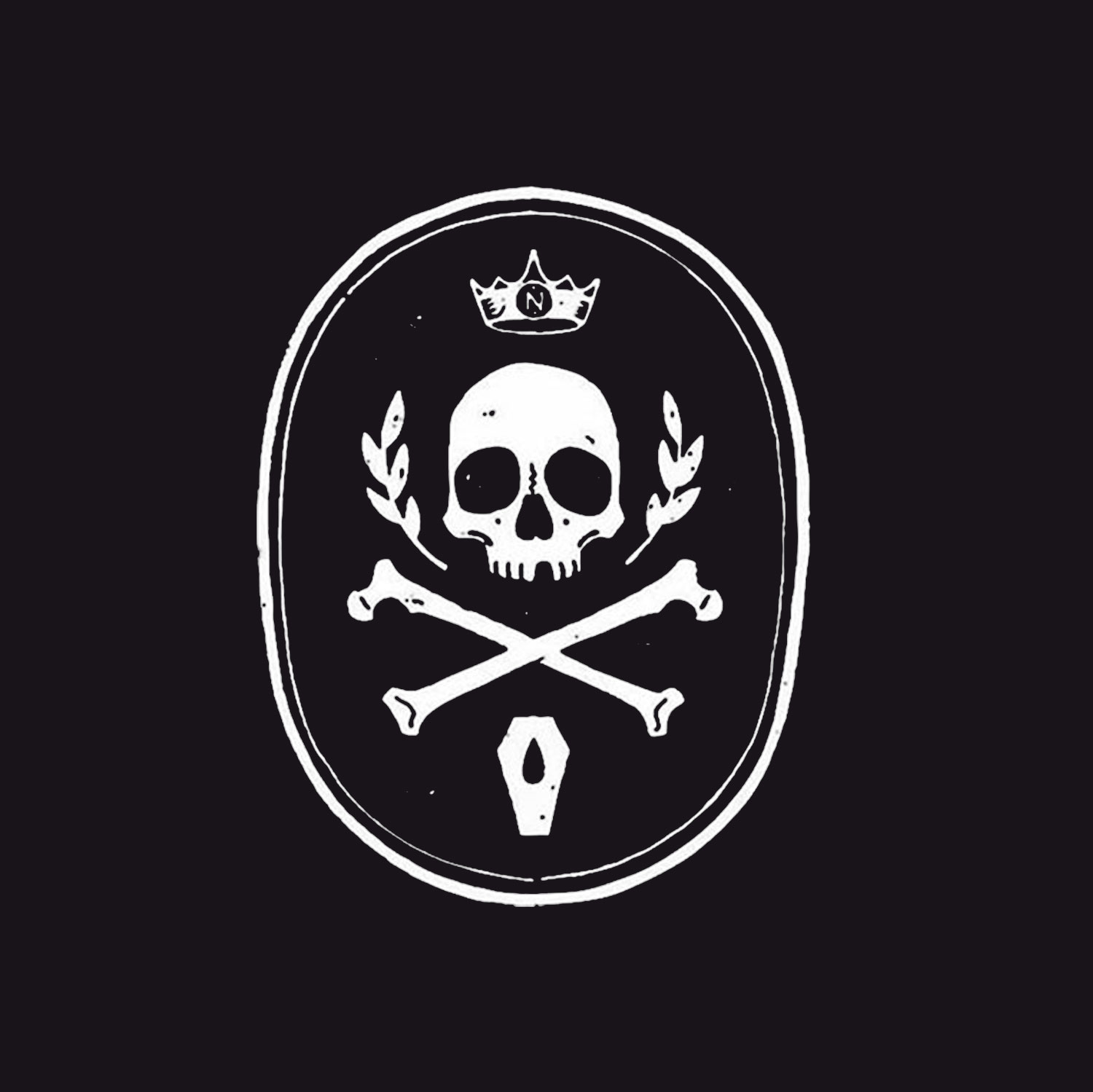 Skull with Crown Cross Bone Casual Graphic Black Print T-shirt
