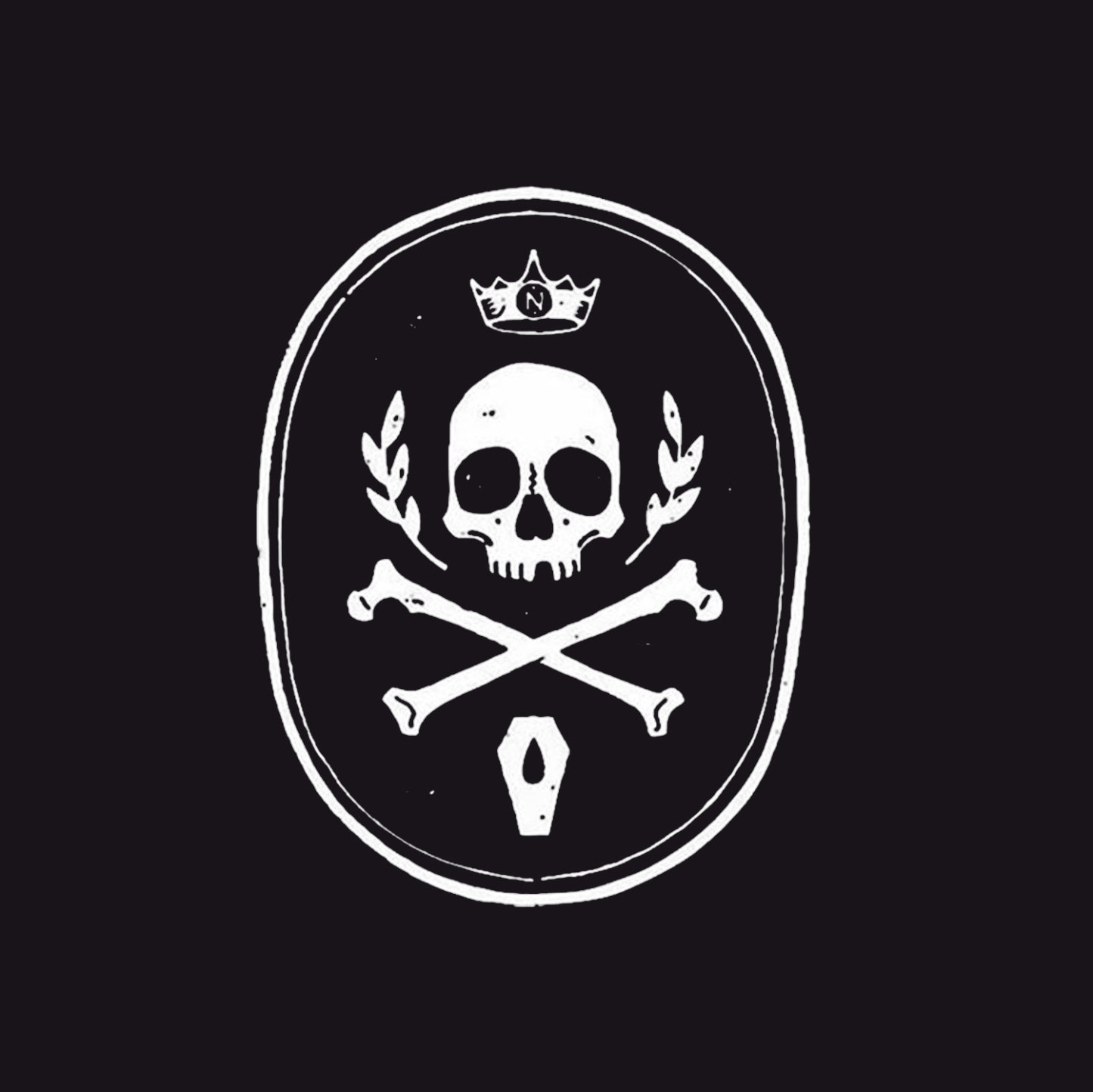 Skull with Crown Cross Bone Casual Graphic Black Print T-shirt