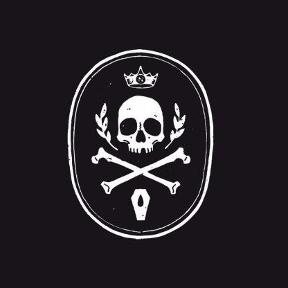 Skull with Crown Cross Bone Casual Graphic Black Print T-shirt