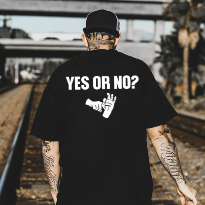 YES OR NO Unholy Hands Graphic Casual Black Print T-shirt