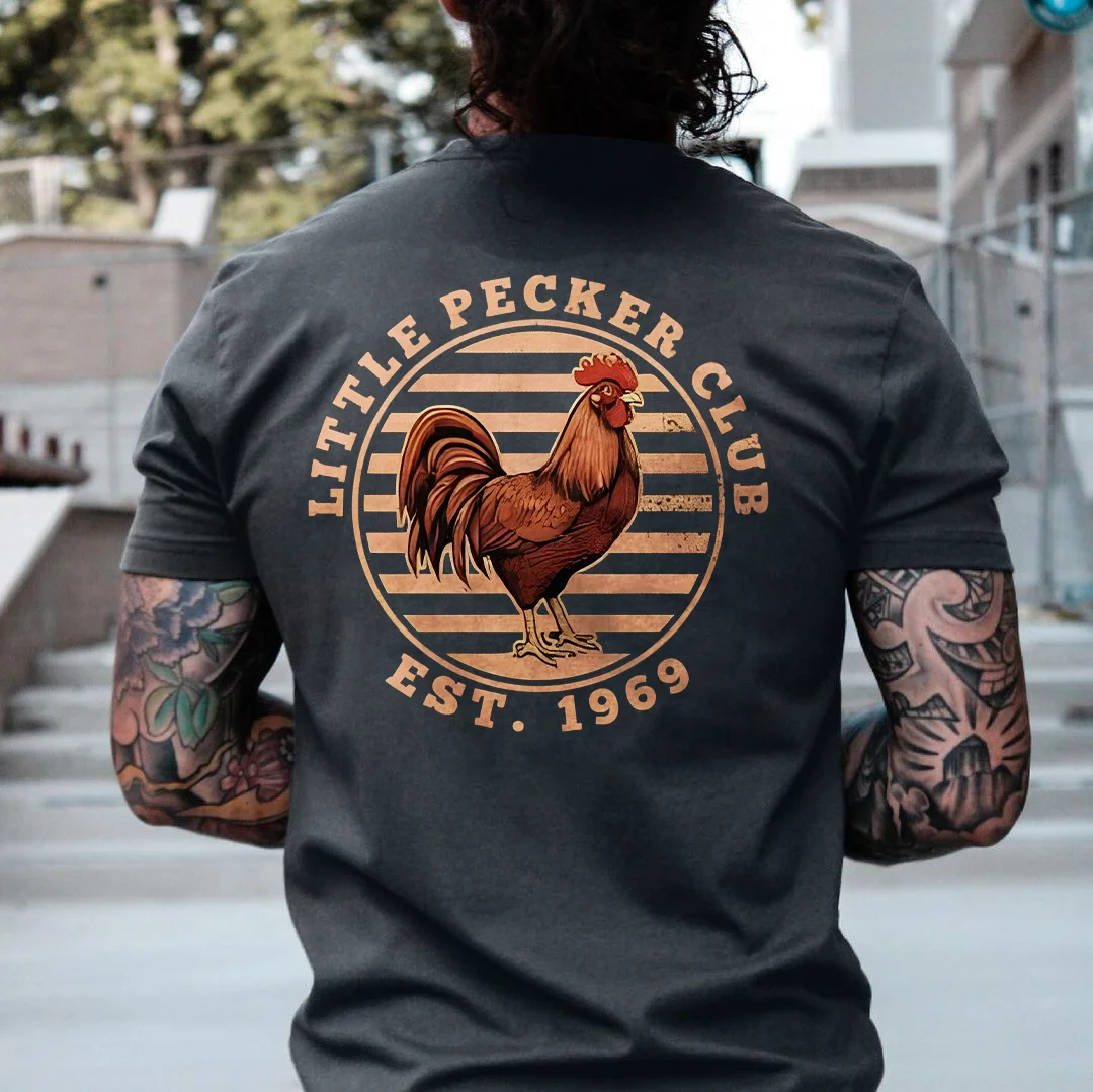 LITTLE PECKER CLUB Rooster Black Print T-shirt – gomotoshine