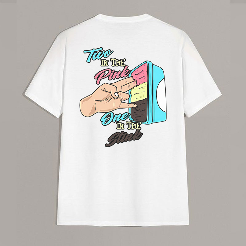 TWO IN THE PINK ONE IN THE STINK Fingers Ice-cream Black Print T-shirt