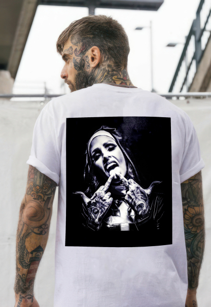 Nun and crucifix Men's printed T-shirt