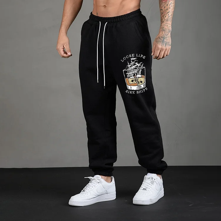 LOOSE LIPS SINK SHIPS Men's Print Sweatpants