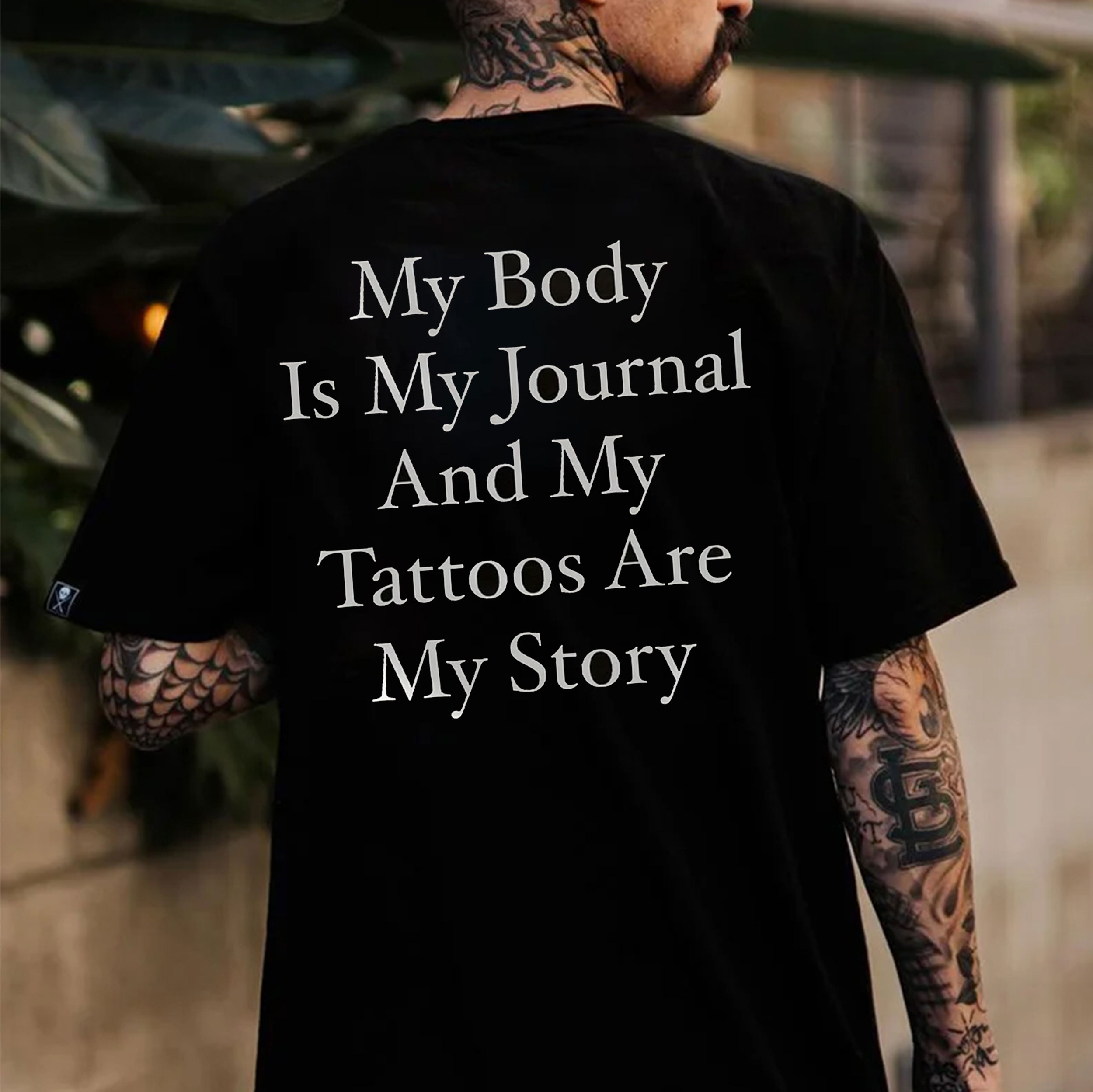 MY BODY IS MY JOURNAL Black Print T-Shirt