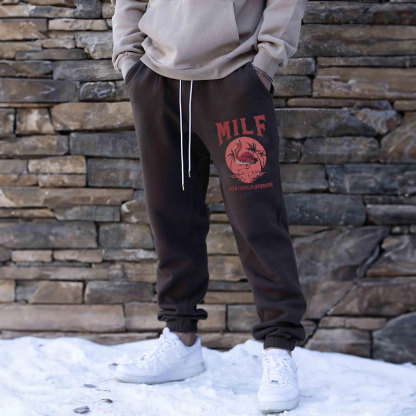 MILF MAN I LOVE FLAMINGOS Men's Print Sweatpants