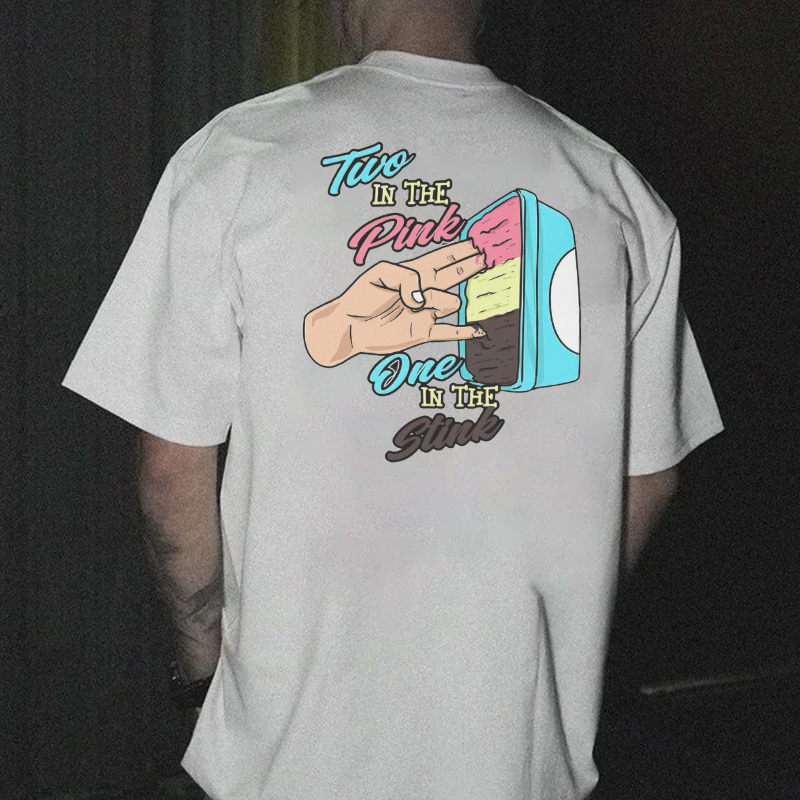 TWO IN THE PINK ONE IN THE STINK Fingers Ice-cream Black Print T-shirt