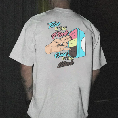 TWO IN THE PINK ONE IN THE STINK Fingers Ice-cream Black Print T-shirt