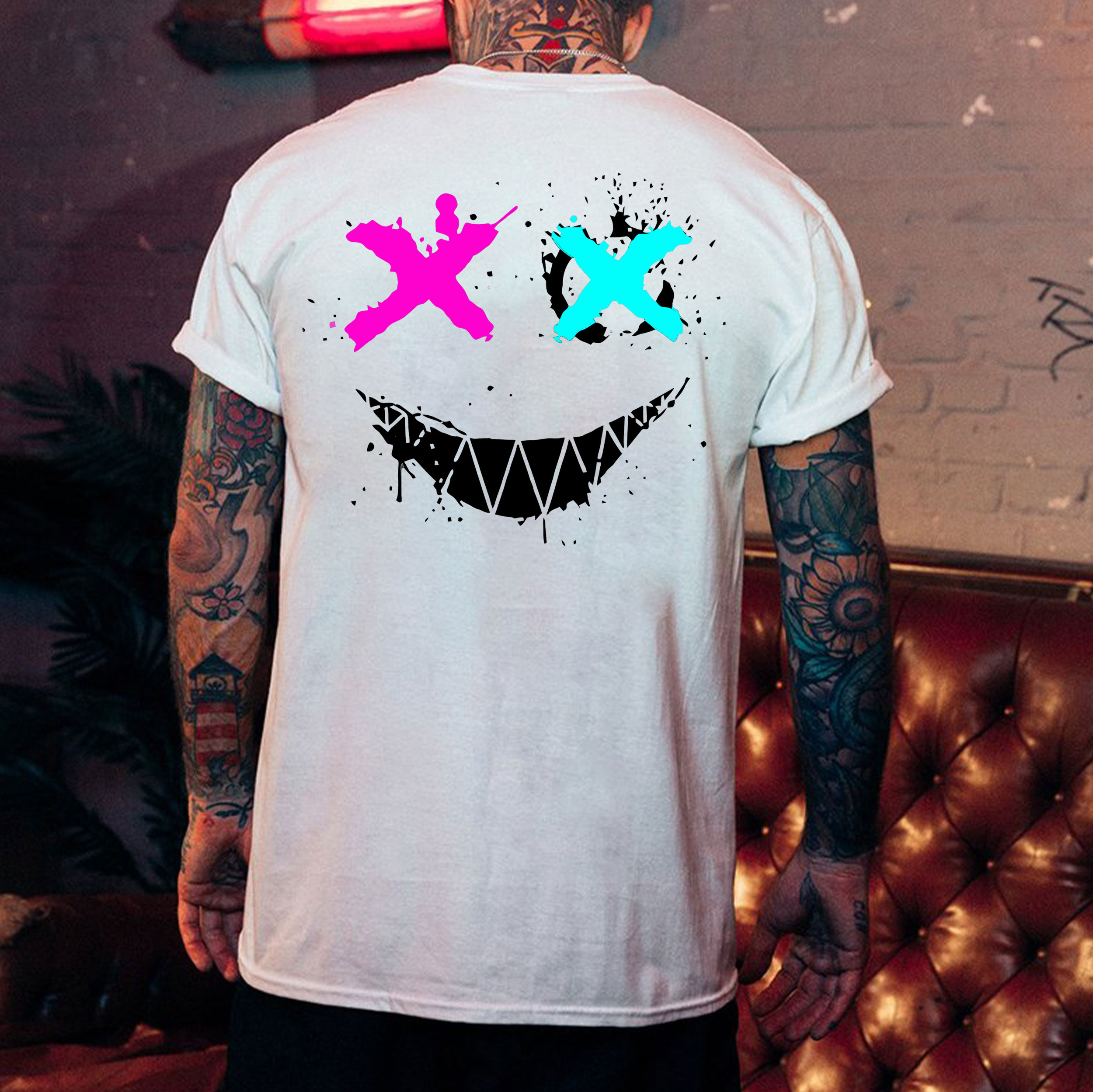 Evil Emoji Graphic Black Print T-Shirt Image - 7