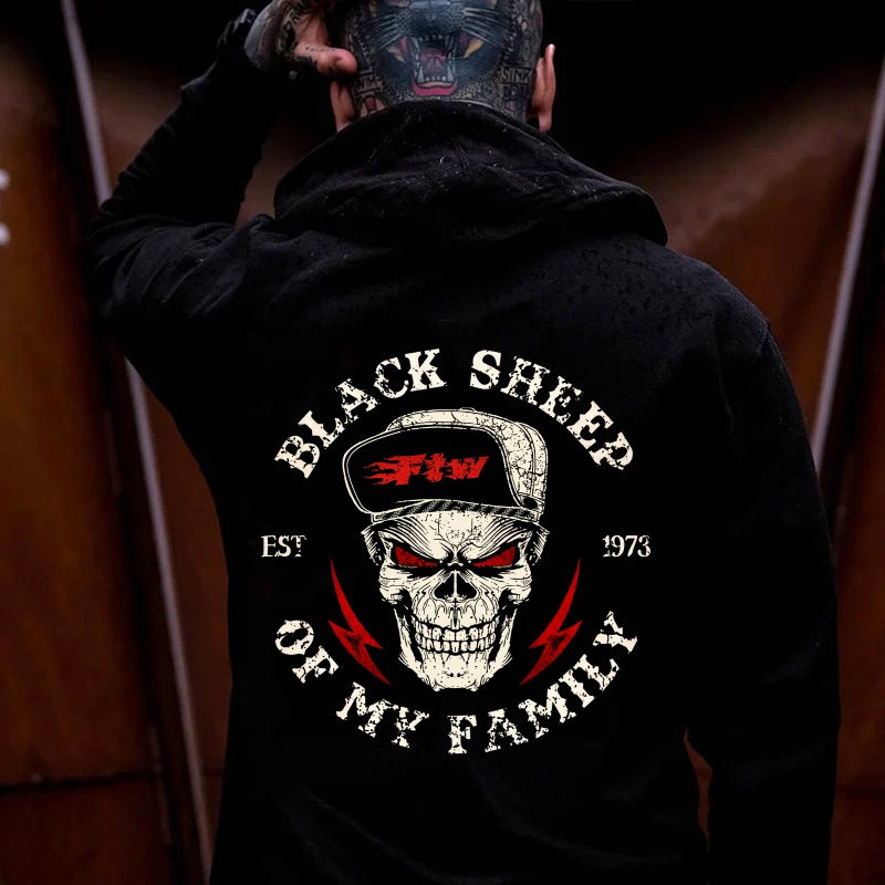 BLACK SHEEP OF MY FAMILY Skull Print Men's Hoodie