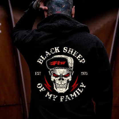 BLACK SHEEP OF MY FAMILY Skull Print Men's Hoodie