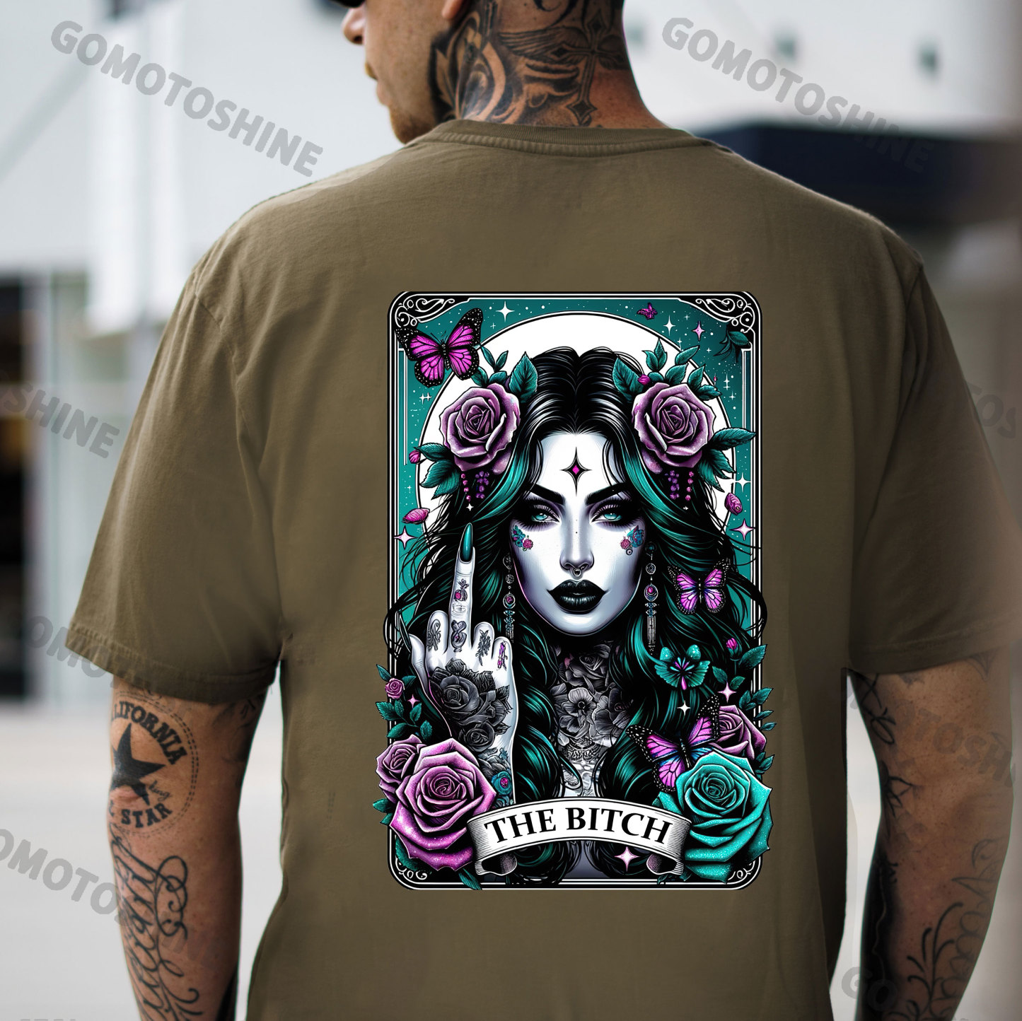 THE BITCH Defiant Charming Witch Card Print Men's T-Shirt