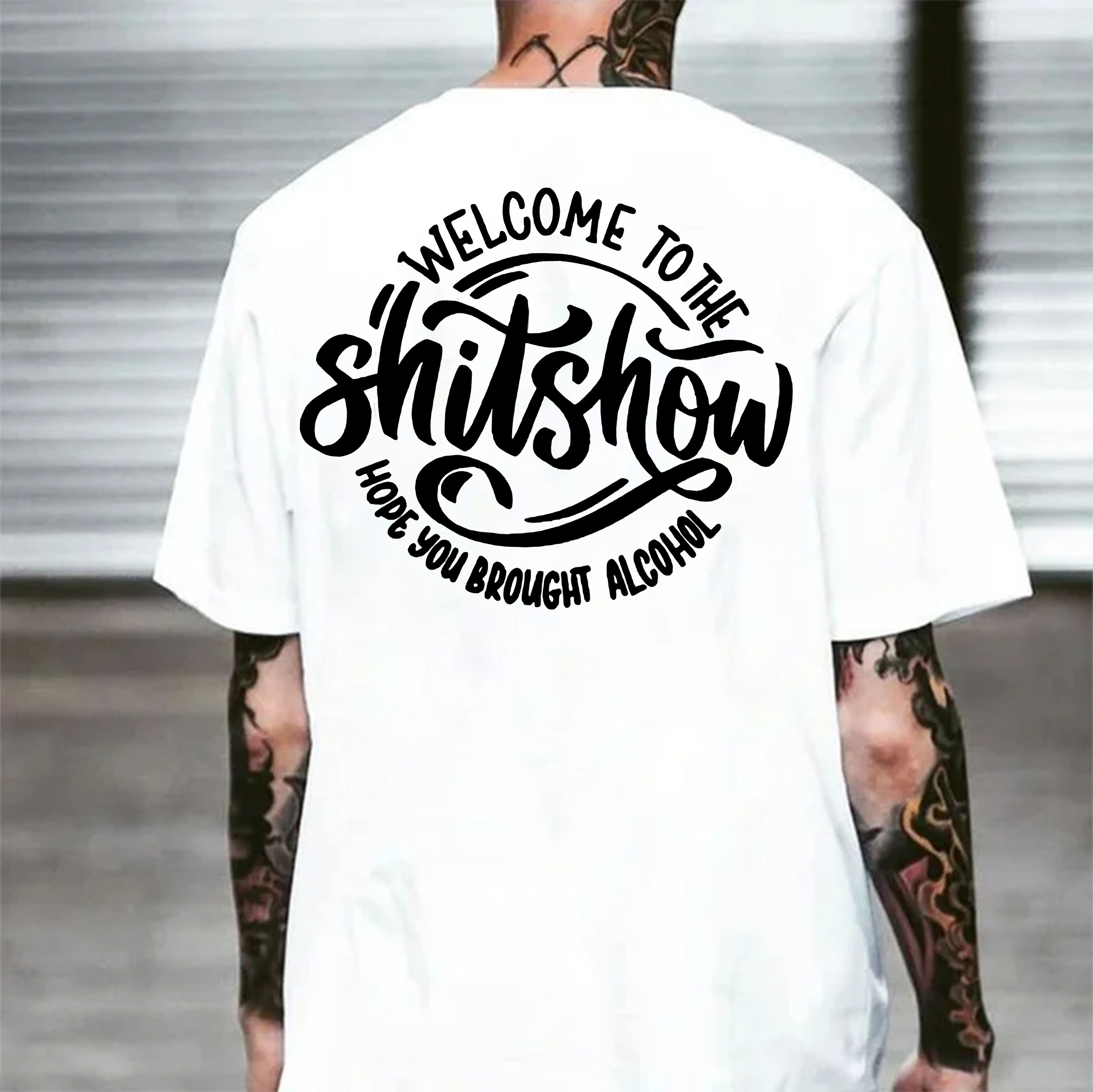 WELCOME TO THE SHITSHOW Letter Black Print T-shirt