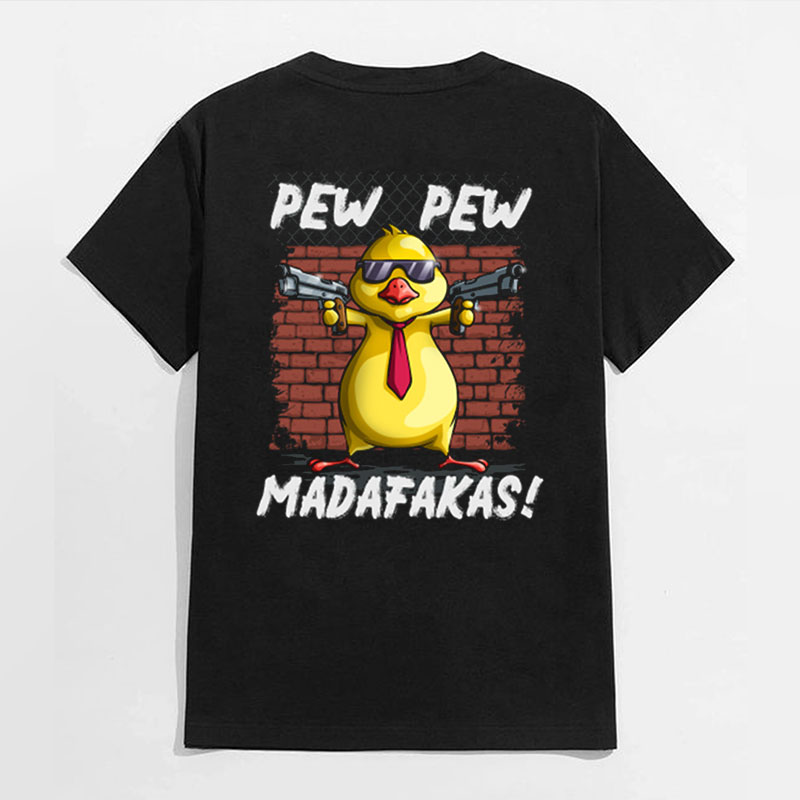 PEW PEW MADAFAKAS Duck Black Print T-shirt