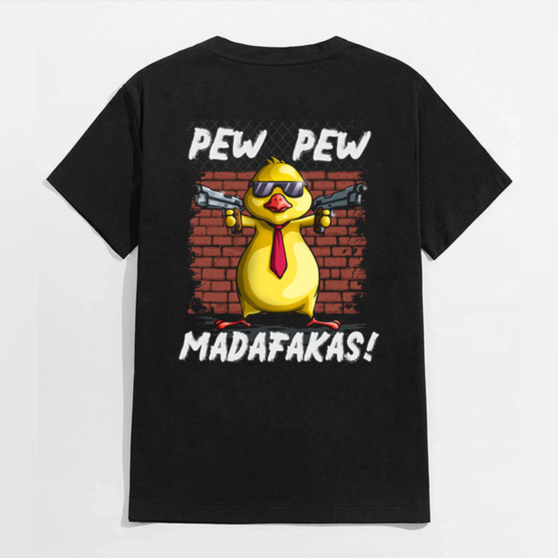 PEW PEW MADAFAKAS Duck Black Print T-shirt