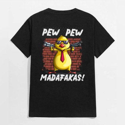PEW PEW MADAFAKAS Duck Black Print T-shirt