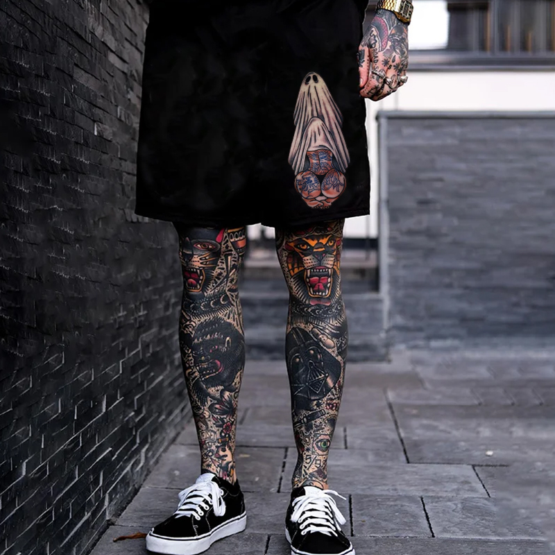 Oral Sex with Tattooed Ghost Dirty Love Black Print Shorts