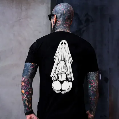 Oral Sex with Ghost Dirty Love Casual Black and White Print T-shirt