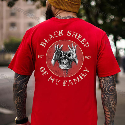 BLACK SHEEP OF MY FAMILY Skull With OK Print Men's T-Shirt