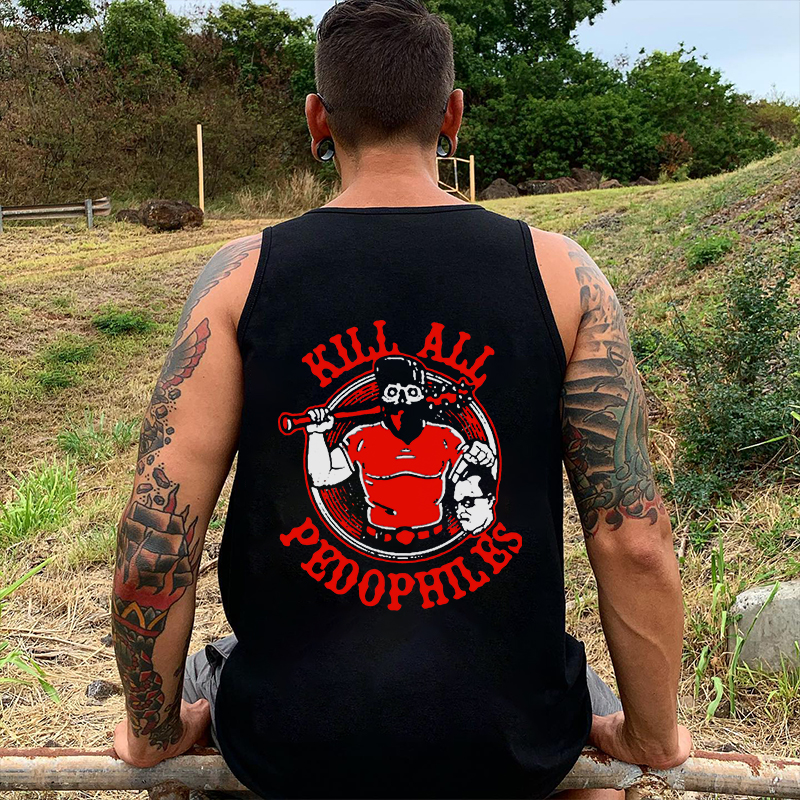 KILL ALL PEDO Graphic Black Print Vest