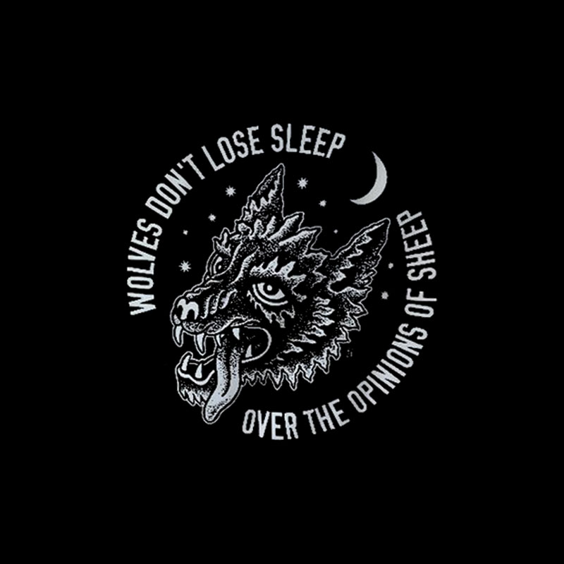 WOLVES DON'T LOSE SLEEP Casual Graphic Black Print Hoodie
