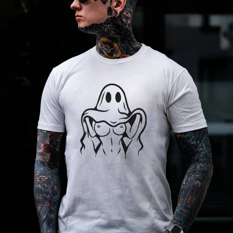 Naughty Ghost Sexy Boobs Graphic Print T-Shirt