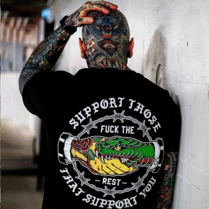 SUPPORT THOSE THAT SUPPORT YOU Snake Graphic Print T-shirt