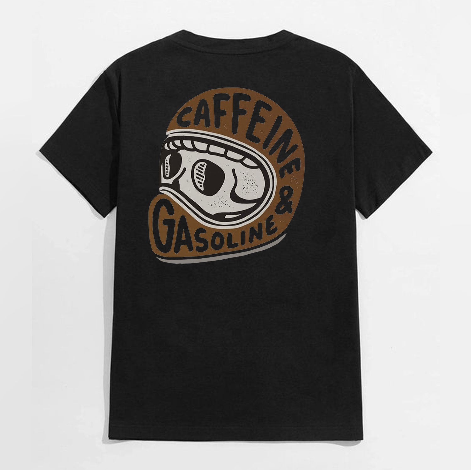 Modern Orange Caffeine & Gasoline Black Print T-shirt
