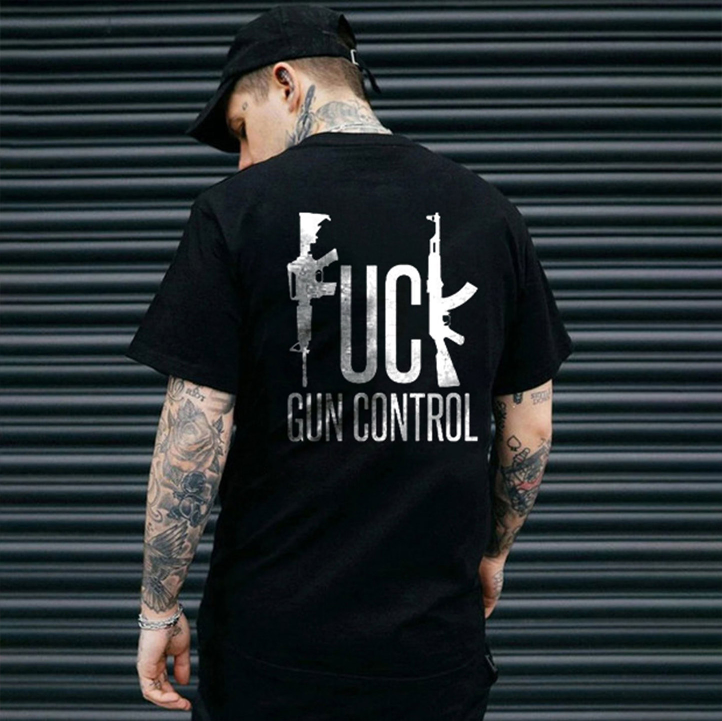 F*CK GUN CONTROL Graphic Casual Black Print T-shirt